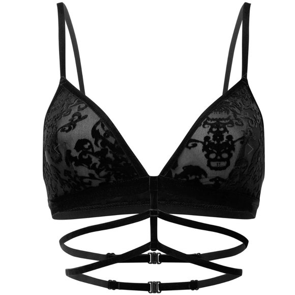 Killstar Other - Killstar Sleepin' Curse Black Velvet Strappy Bralet XXL NWT